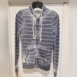 Billabong Striped Zip-Up Hoodie - Size Small